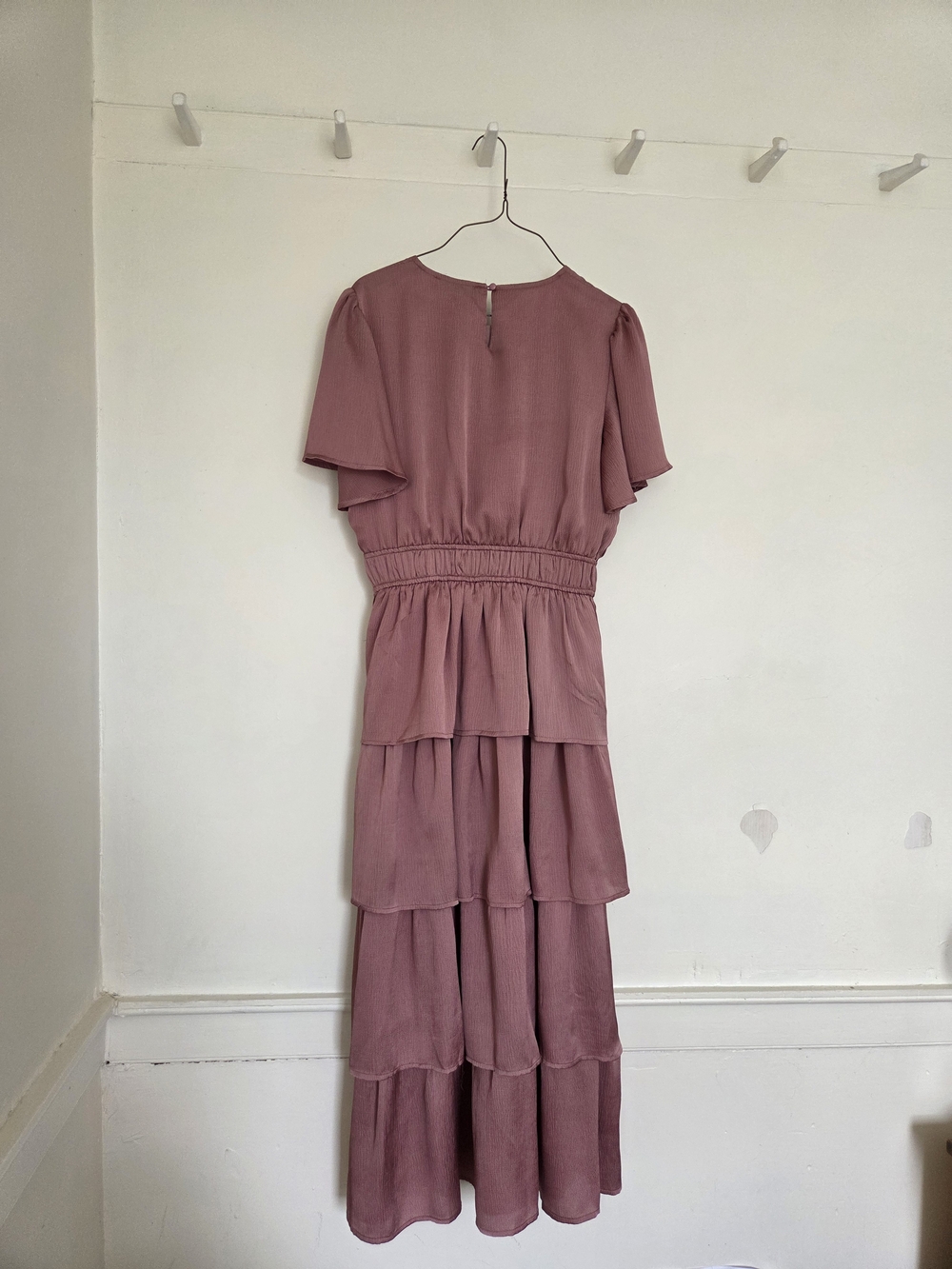 Mauve Tiered Maxi Dress with Elastic Waist - Picture 3 of 5